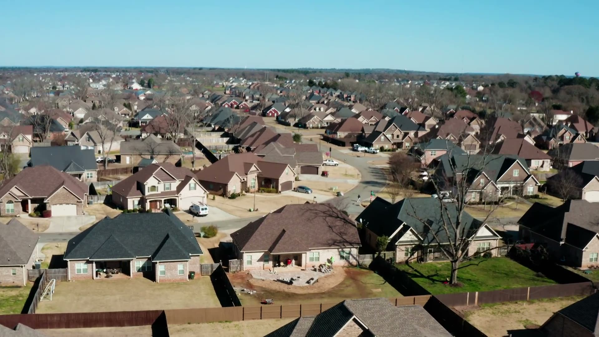 Aerial view of neighborhood roofs